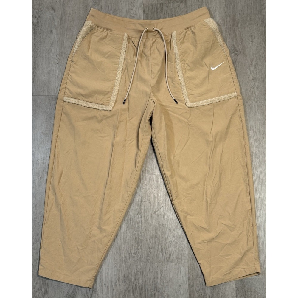 Nike Essential Woven Curve Jogger Women Size XL High Waisted Hemp Sand Drift
